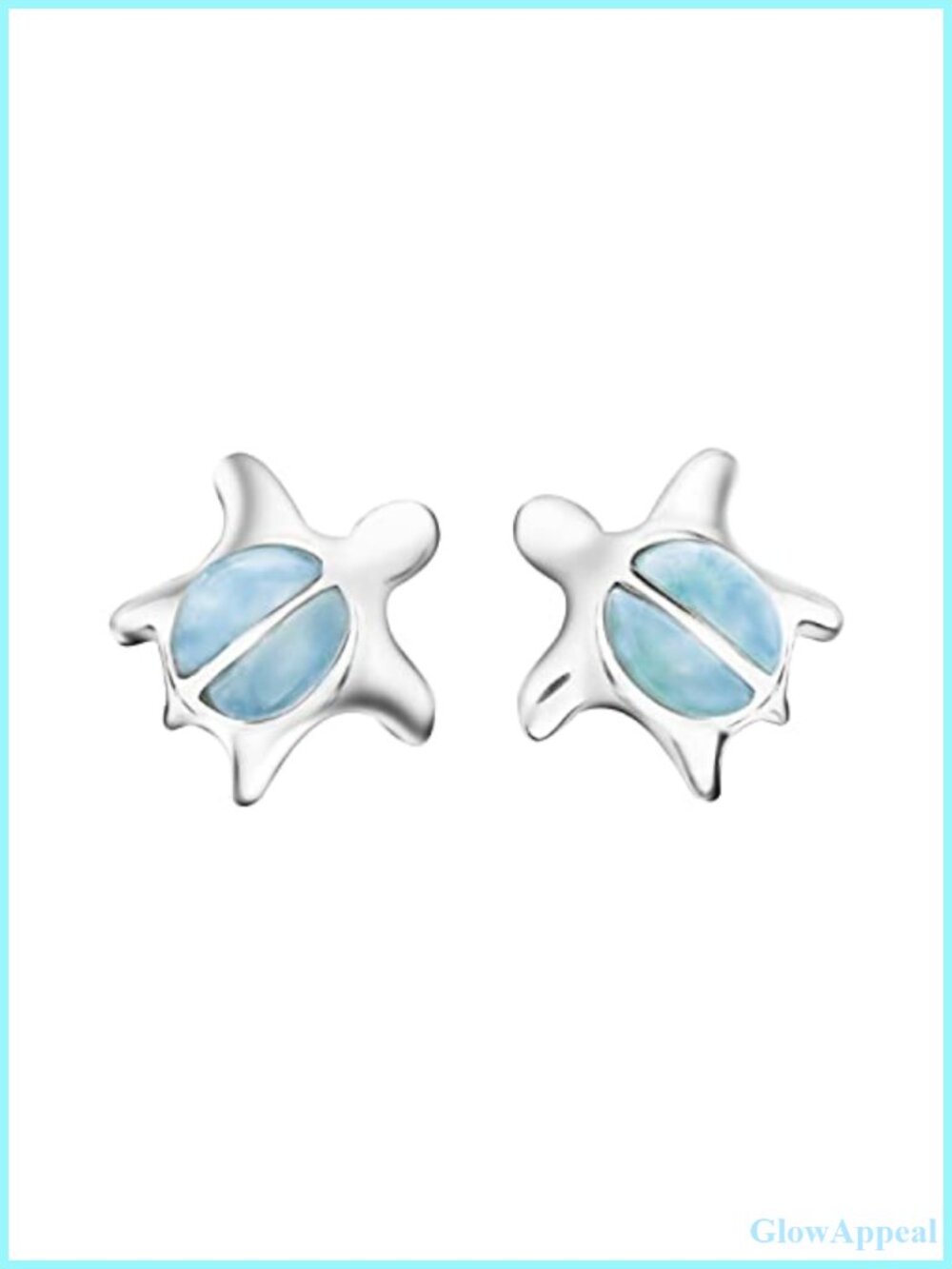 Sterling Silver Natural Larimar Petite Turtle Stud Earrings